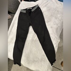 Zara Black Skinny Jeans with Striped Waistband